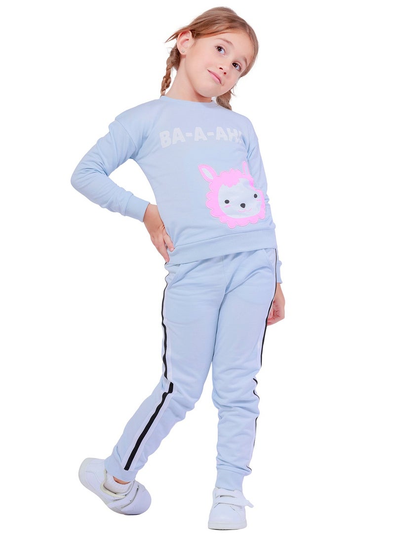 Nuego Pure Cotton Joggers for Kids Girls, Ultra-soft Premium Fabric, Mid Rise Stripe Print Kids Girls Joggers for Toddler Kids 2 - 7 Years (Blue) - Image 4