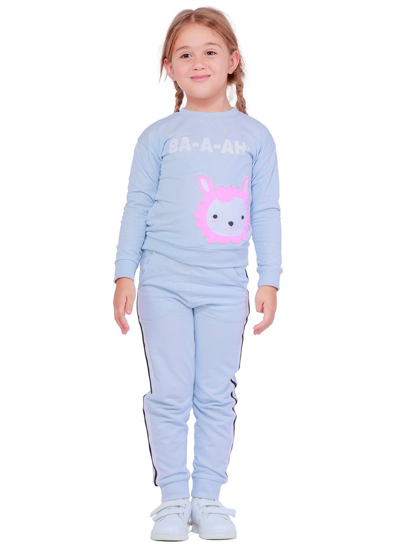 Nuego Pure Cotton Joggers for Kids Girls, Ultra-soft Premium Fabric, Mid Rise Stripe Print Kids Girls Joggers for Toddler Kids 2 - 7 Years (Blue) - Image 2