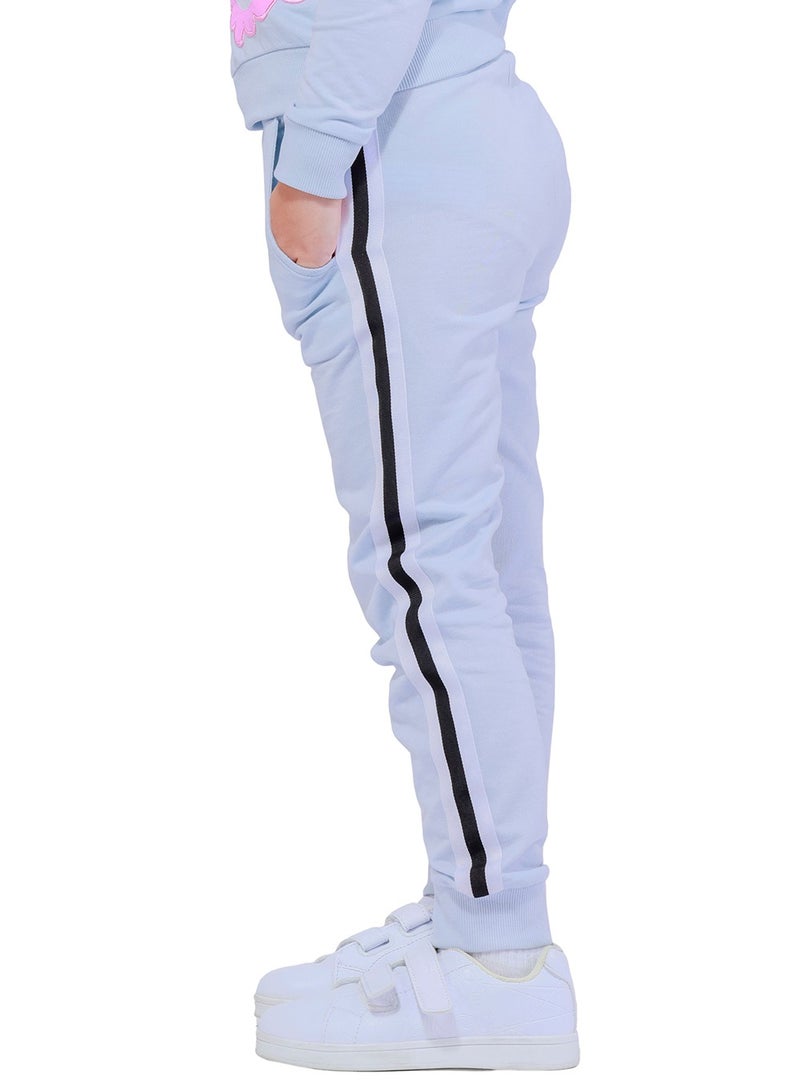 Nuego Pure Cotton Joggers for Kids Girls, Ultra-soft Premium Fabric, Mid Rise Stripe Print Kids Girls Joggers for Toddler Kids 2 - 7 Years (Blue) - Image 3