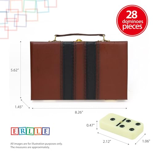 ERLLE Premium Double 6 Dominoes Set Jumbo Domino Set with Leather Case Classic Domino Game for Adults Kids TravelFriendly Durable Easy to Read Tiles - Image 5