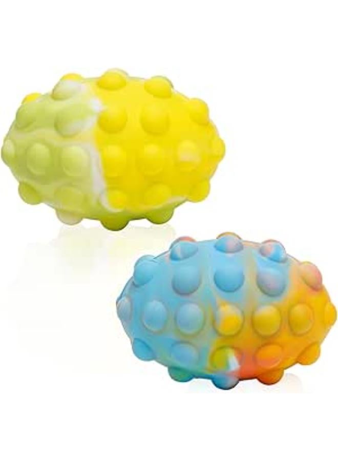 2pcs Pop Fidget Ball Toys, 3D Football Squeeze Balls Popper Bubbles Brain Decompression Toys for First Sensory Education Gift Collection
