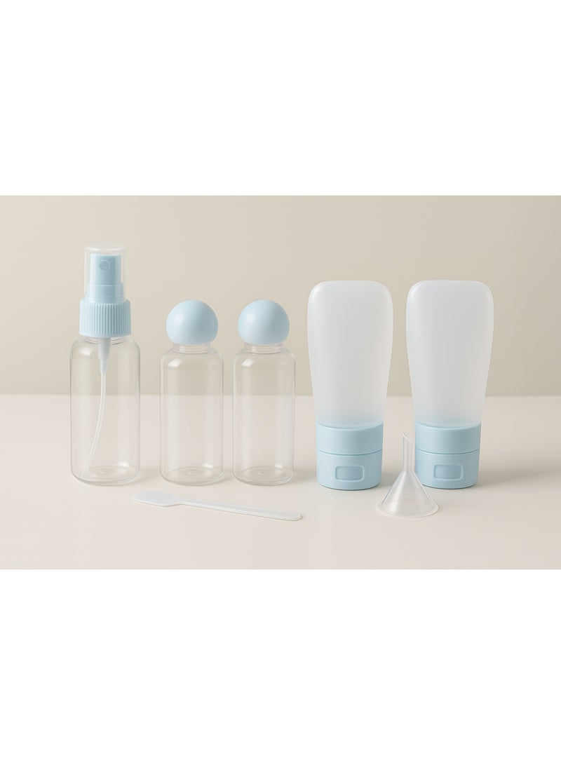 Generic 6-Piece Travel Bottles Set - Sky Blue with Transparent Pouch  - Image 1