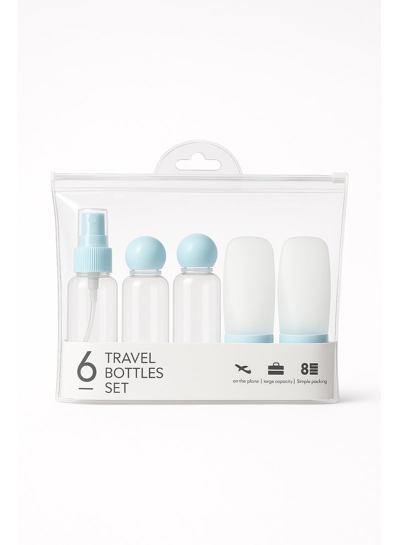 Generic 6-Piece Travel Bottles Set - Sky Blue with Transparent Pouch  - Image 2