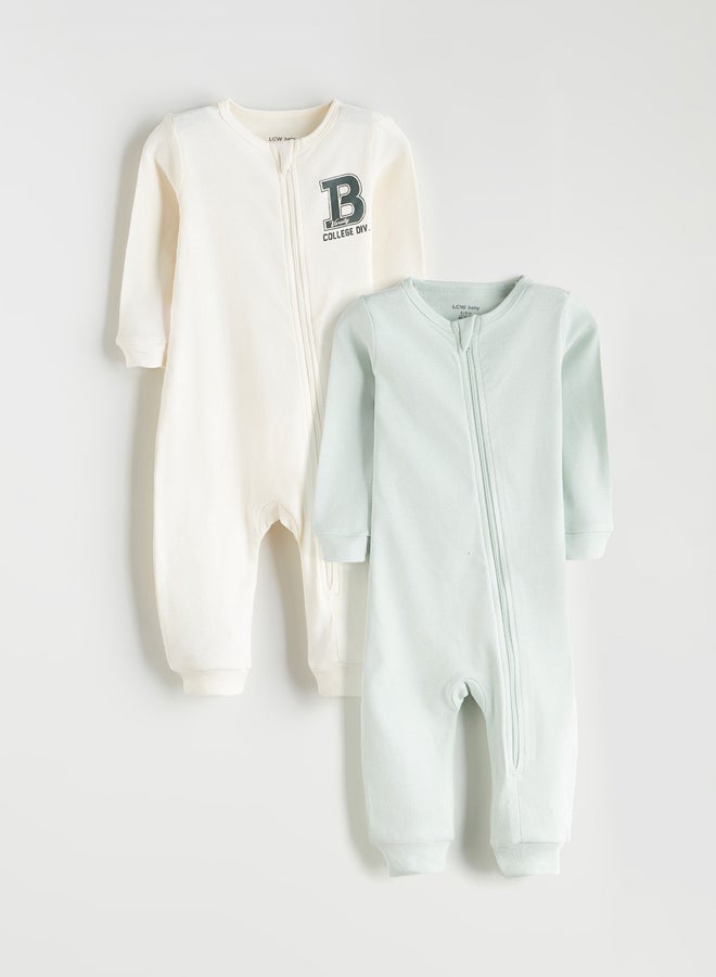 LC WAIKIKI V Neck Long Sleeve Baby Girls' Jumpsuit 2 Pack - Image 1