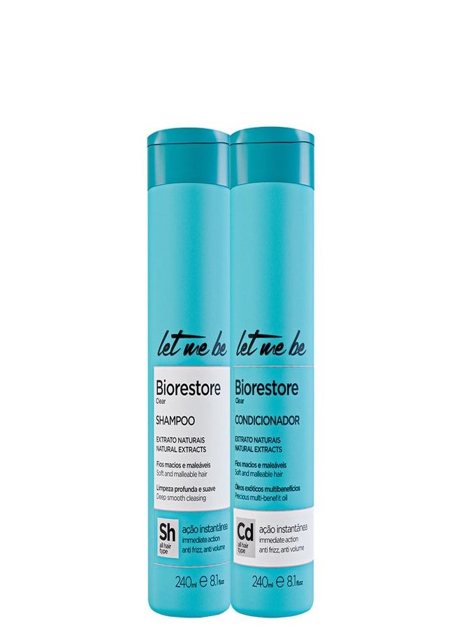 Let Me Be دعني أكون مجموعة بيورستور كلير - شامبو وبلسم (2x240مل / 8.1 أونصة سائلة) - للعناية اليومية بالشعر ضد التجاعيد وضد الحجم - تركيبة مغذية لشعر ناعم وسلس وسهل التحكم - Image 1