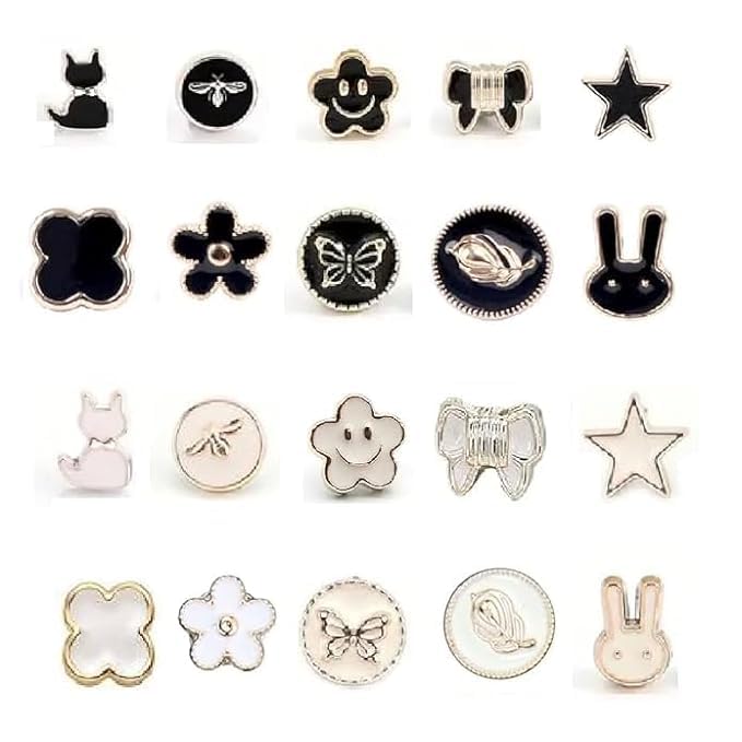20Pcs Women Shirt Brooch Pearl No Sew Button Pins Instant Jeans Safety Pin
