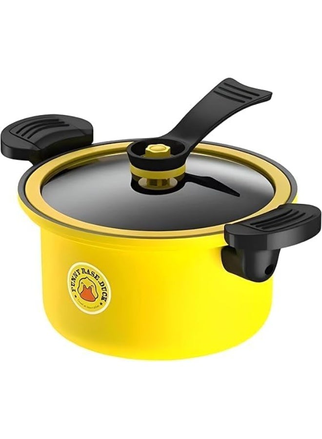 حلة صغيرة غير لاصقة بغطاء زجاجي – لون أصفر، مثالية للحليب والصلصات وطعام الأطفال والمكرونة السريعة – مقابض جانبية عازلة للحرارة وسهلة التنظيف ومناسبة لعيون الغاز والكهرباء والسيراميك – 1 قطعة - Image 1