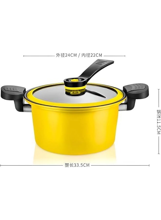 حلة صغيرة غير لاصقة بغطاء زجاجي – لون أصفر، مثالية للحليب والصلصات وطعام الأطفال والمكرونة السريعة – مقابض جانبية عازلة للحرارة وسهلة التنظيف ومناسبة لعيون الغاز والكهرباء والسيراميك – 1 قطعة - Image 3