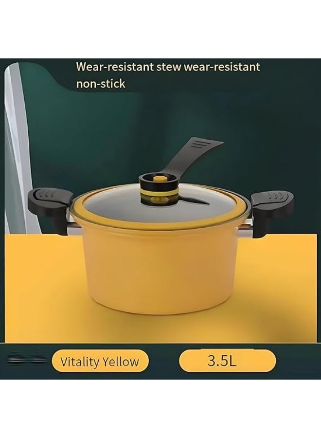 حلة صغيرة غير لاصقة بغطاء زجاجي – لون أصفر، مثالية للحليب والصلصات وطعام الأطفال والمكرونة السريعة – مقابض جانبية عازلة للحرارة وسهلة التنظيف ومناسبة لعيون الغاز والكهرباء والسيراميك – 1 قطعة - Image 4