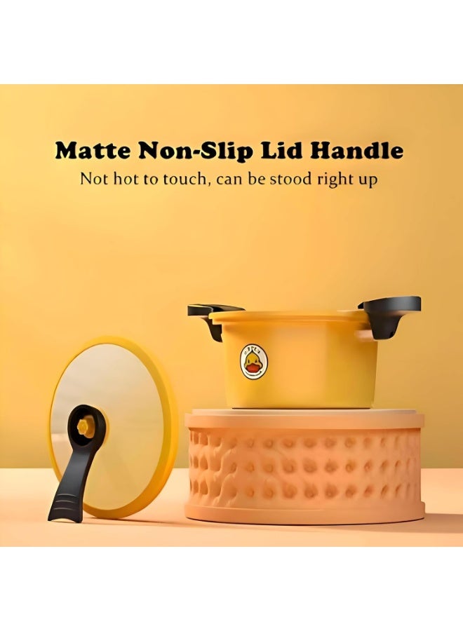 حلة صغيرة غير لاصقة بغطاء زجاجي – لون أصفر، مثالية للحليب والصلصات وطعام الأطفال والمكرونة السريعة – مقابض جانبية عازلة للحرارة وسهلة التنظيف ومناسبة لعيون الغاز والكهرباء والسيراميك – 1 قطعة - Image 5