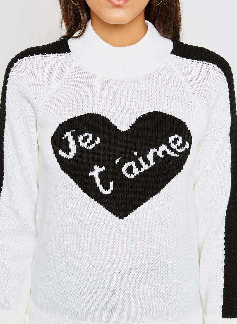 DOROTHY PERKINS High Neck Slogan Sweater