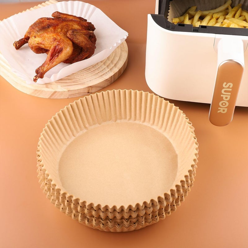 100 Premuim Quality Air Fryer Liners Disposable Paper,Liner for Baking in Microwave,Frying Pan,Oven Baking Cake Double Sided Paper for Anti Sticking,High Temperature Resistance (Round 200mm x 45mm) - Image 2