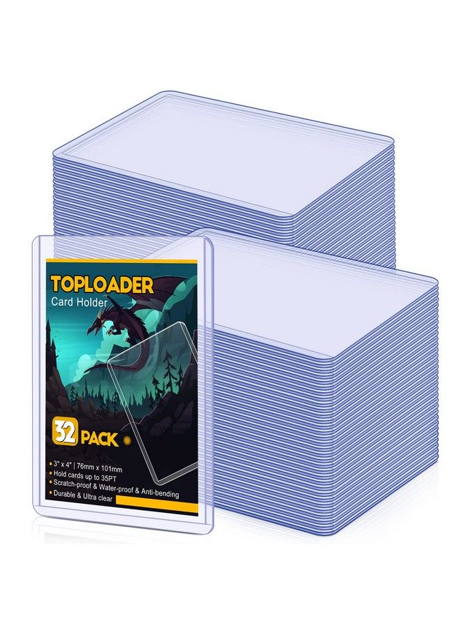 Sooez 32 Count Toploaders For Cards Sooez 35Pt Toploader Card Protector 3" X 4" Hard Plastic Card Sleeves Baseball Card Protector Topload Card Holder Case For Collectible Trading Cards Sports Cards  - Image 1