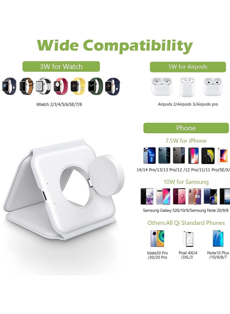 3 in 1 Wireless Charger, Foldable Magnetic Charger Station, 18W Fast Wireless Charging Pad, Compatible with iPhone 14/13/12/11, Samsung Galaxy, AirPods, Google Pixel, i-Watch  - Image 3