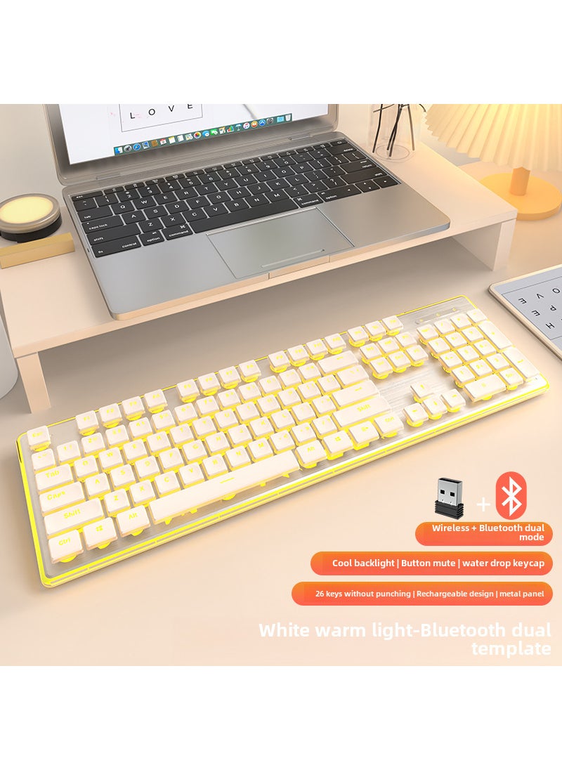 Generic - Wireless Keyboard Mouse Combo Silent Ultra-Thin X7S for Gaming and Office [Bluetooth dual-mode keyboard] milk white warm light✅Mute button - Image 1