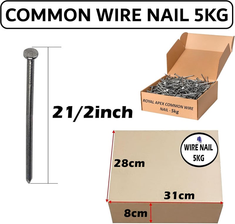 Royal Apex 21/2 Inch 5kg Common Wire Round Head Nails - Image 2