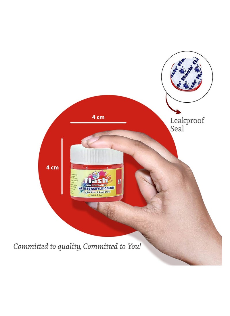 Flash - Flash Acrylic Paint Set | 25 Colors | 25 ml Each | High Pigment Strength | Eco Friendly | Non Fading | Non Toxic | Multi-Surface Paint | Pro Artist, Hobby Painters & Kid - Image 1