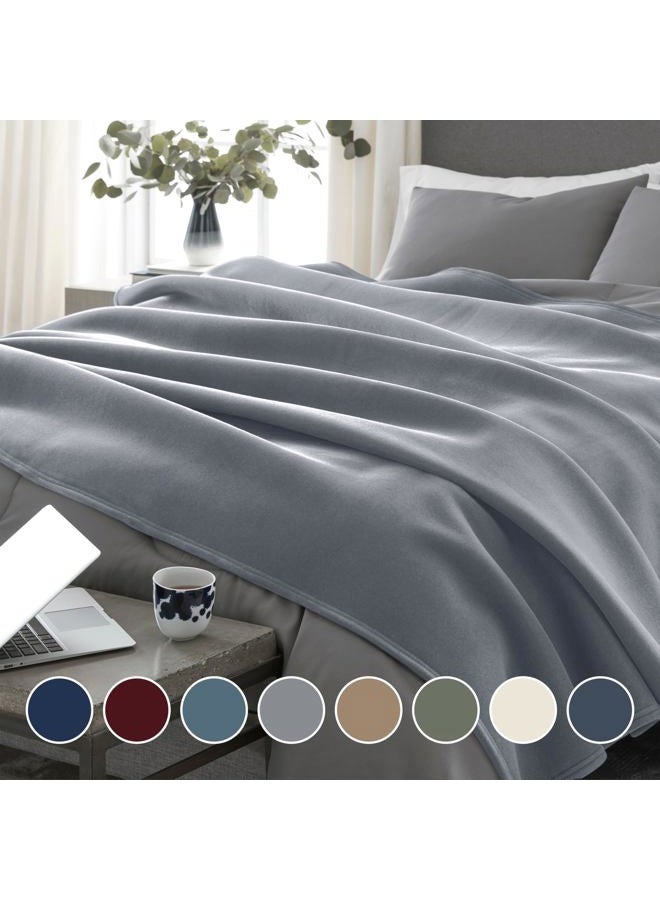 Vellux 1B07046 Original Insulating Core Hotel Style Solid blanket Machine Washable Soft Cozy Warm Pet Friendly Bed Sofa Blankets, King, Grey - Image 2