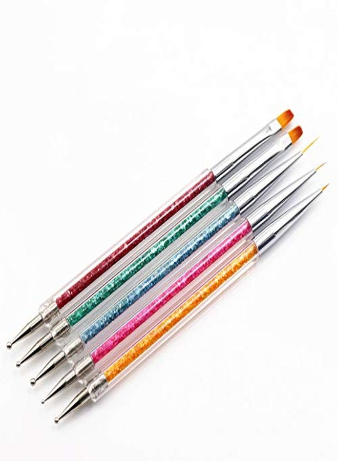 FULINJOY Pack of 5 Nail Art Brushes, Double-ended Nail Dotting Pen Liner Brush Nail Art Point Drill Drawing Tools Set - Image 5