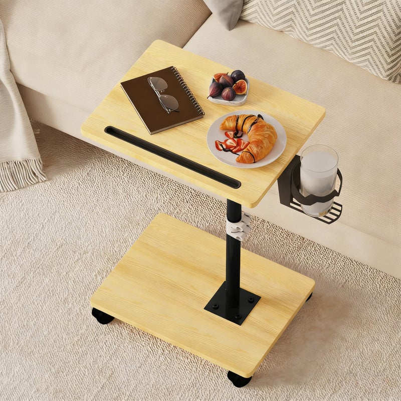 Katrawu TV Tray Table, Adjustable Dinner Trays for Eating Table, 360Â° Swivel & Sofa Armrest End Side Table, C Shaped Couch Snack Table for Bedroom, Living Room, Small Space(White+Gold) - Image 3