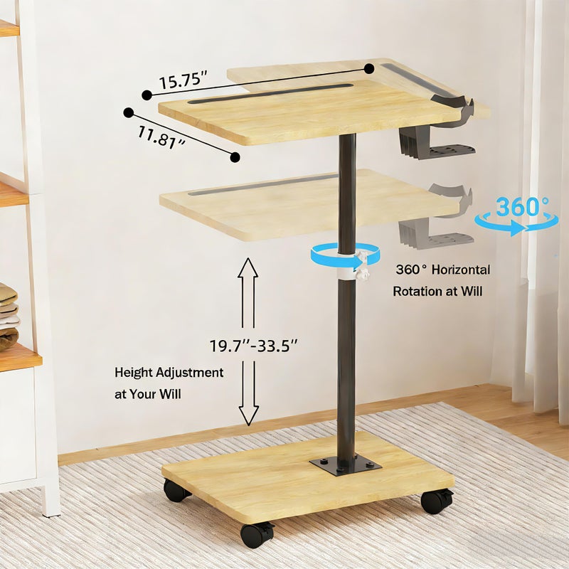 Katrawu TV Tray Table, Adjustable Dinner Trays for Eating Table, 360Â° Swivel & Sofa Armrest End Side Table, C Shaped Couch Snack Table for Bedroom, Living Room, Small Space(White+Gold) - Image 2