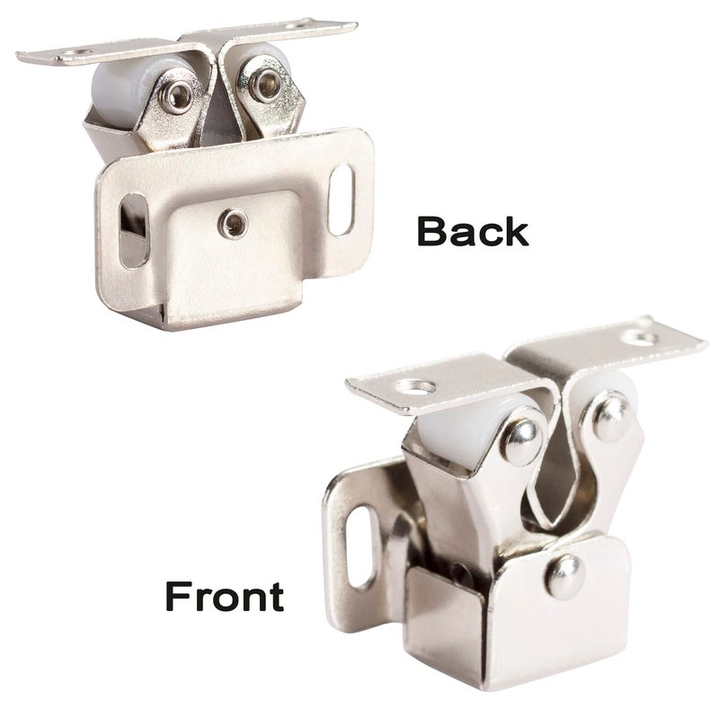 Keenkee 4 Pcs Cabinet Latch Double Roller Catch Hardware For Cupboard Closet Cabinet Door Latches And Catches Nickel - Image 5
