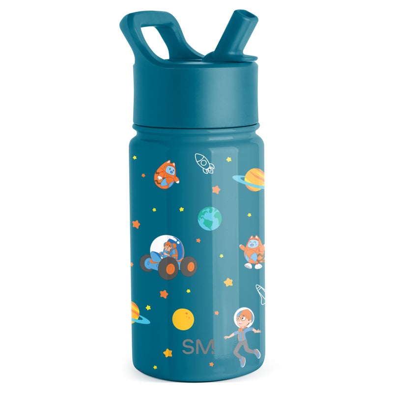 Simple Modern Blippi Kids Water Bottle with Straw Lid | Insulated Stainless Steel Reusable Tumbler for Toddlers, School | Summit Collection | 14oz, Blippi Space - Image 1