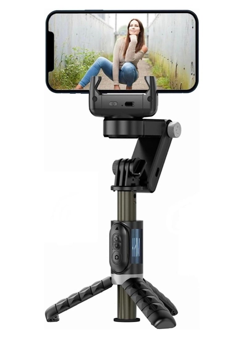 Gimbal Stabilizer Tripod for smartphones with light handheld or portable 360° rotation with face tracker and wireless remote control compatible with iPhone and Android - Image 1