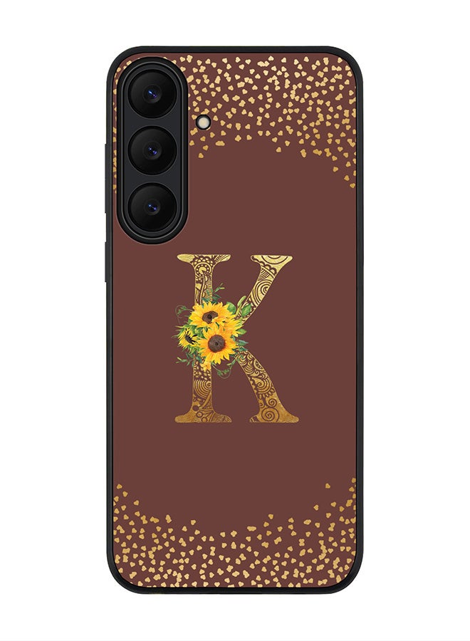 Stylizedd For Samsung Galaxy S25 FE Case,Slim fit Camera Protection, Shockproof Thin Phone cover  - Custom Floral Monogram - K  (Brown )