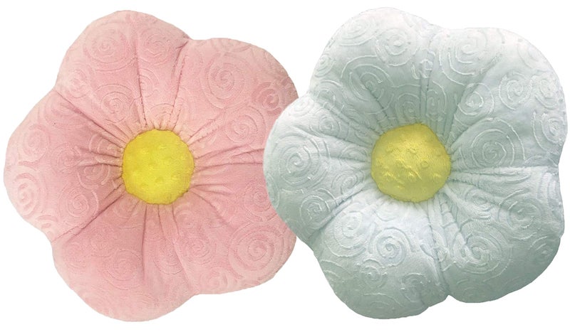 Snuggle Stuffs Pastel Pink & White Flower Throw Pillows - 13"" - Set of 2 - Minky Pillows for Girls Bedroom Decor - Image 1