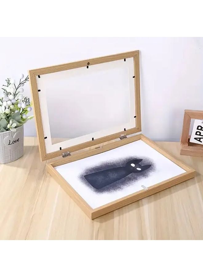 Wood A4 Magnetic Art Display Frame Front Opening Foldable Wall Decor Photo Frame - Image 4