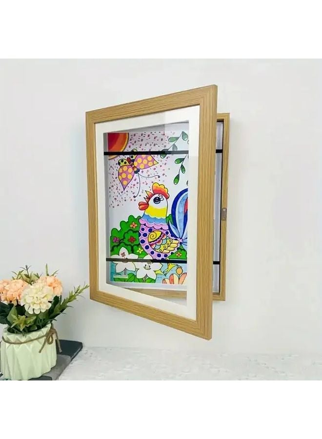 Wood A4 Magnetic Art Display Frame Front Opening Foldable Wall Decor Photo Frame - Image 5