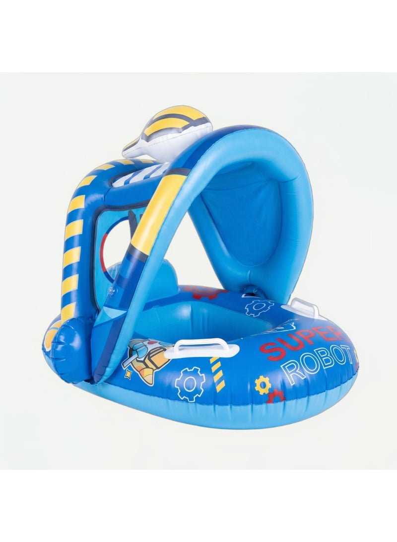 Inflatable Baby Pool Float with Sun Canopy and Safety Seat - Toddler Water Swim Ring with Handles for Ages 6 Months to 2 Years - Image 1