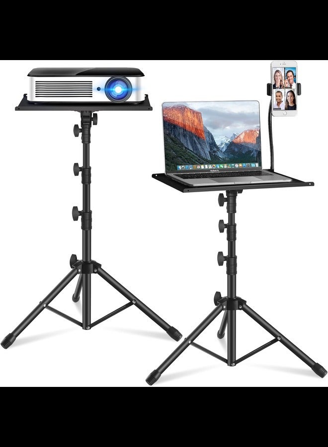 Projector Stand,Laptop Tripod Stand Adjustable Height up to 47.2 Inch with Gooseneck Phone Holder, Portable for Outdoor Movies-Detachable Computer DJ Racks Holder Mount - Image 1