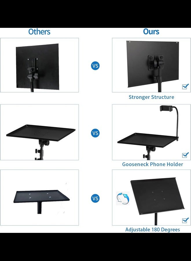 Projector Stand,Laptop Tripod Stand Adjustable Height up to 47.2 Inch with Gooseneck Phone Holder, Portable for Outdoor Movies-Detachable Computer DJ Racks Holder Mount - Image 2