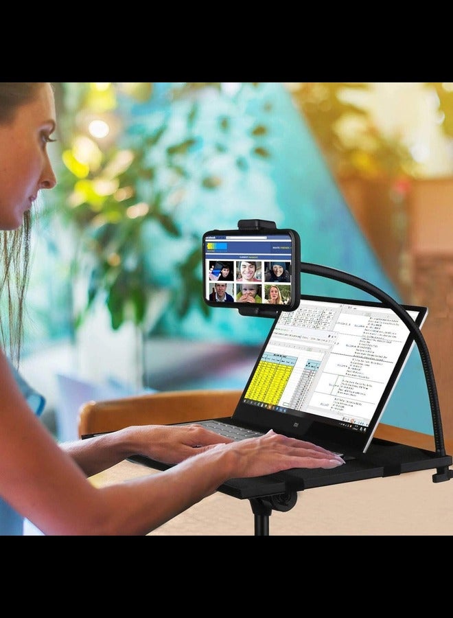 Projector Stand,Laptop Tripod Stand Adjustable Height up to 47.2 Inch with Gooseneck Phone Holder, Portable for Outdoor Movies-Detachable Computer DJ Racks Holder Mount - Image 3