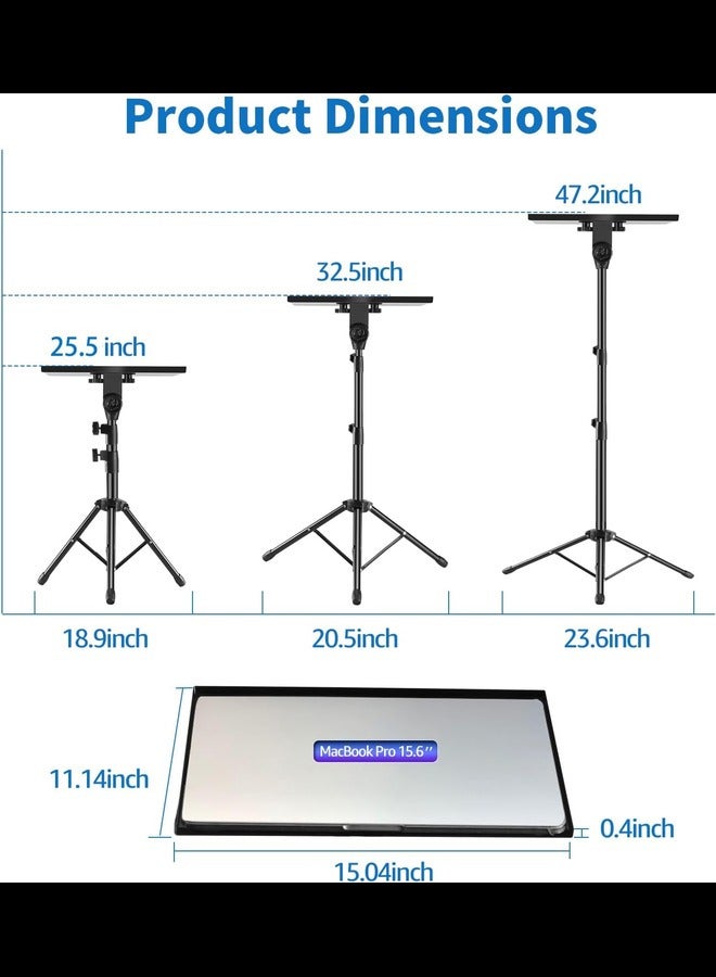 Projector Stand,Laptop Tripod Stand Adjustable Height up to 47.2 Inch with Gooseneck Phone Holder, Portable for Outdoor Movies-Detachable Computer DJ Racks Holder Mount - Image 4