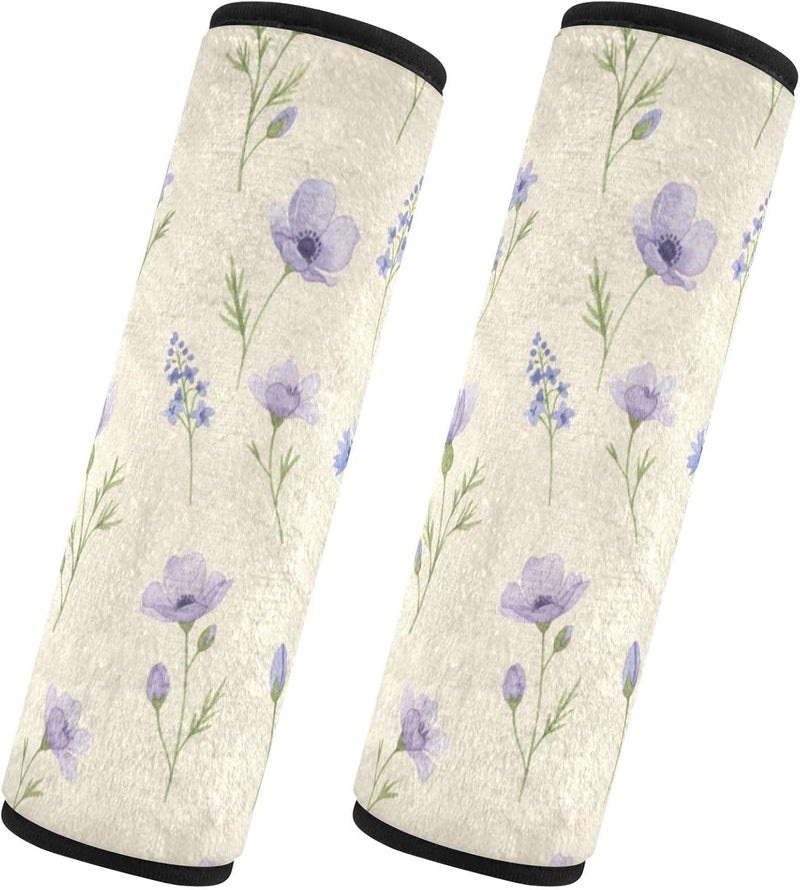 xigua Wildflowers 2 PCS Auto Seat Belt Cover, Soft Seatbelt Shoulder Pads with Adjustable Hook & Loop, Car Seat Strap Covers for Cars, Backpack, 6.5 * 6.5in - Image 2