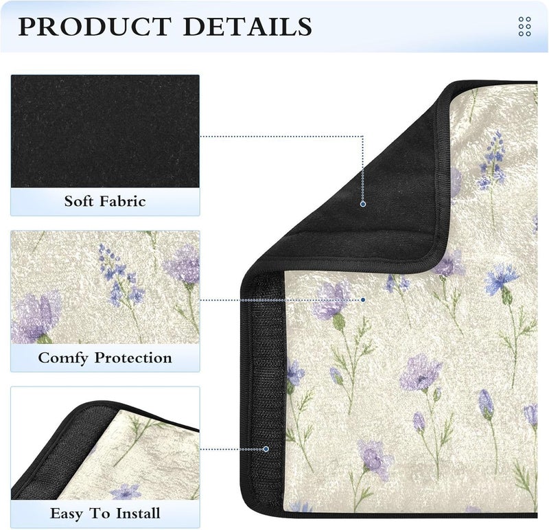 xigua Wildflowers 2 PCS Auto Seat Belt Cover, Soft Seatbelt Shoulder Pads with Adjustable Hook & Loop, Car Seat Strap Covers for Cars, Backpack, 6.5 * 6.5in - Image 4