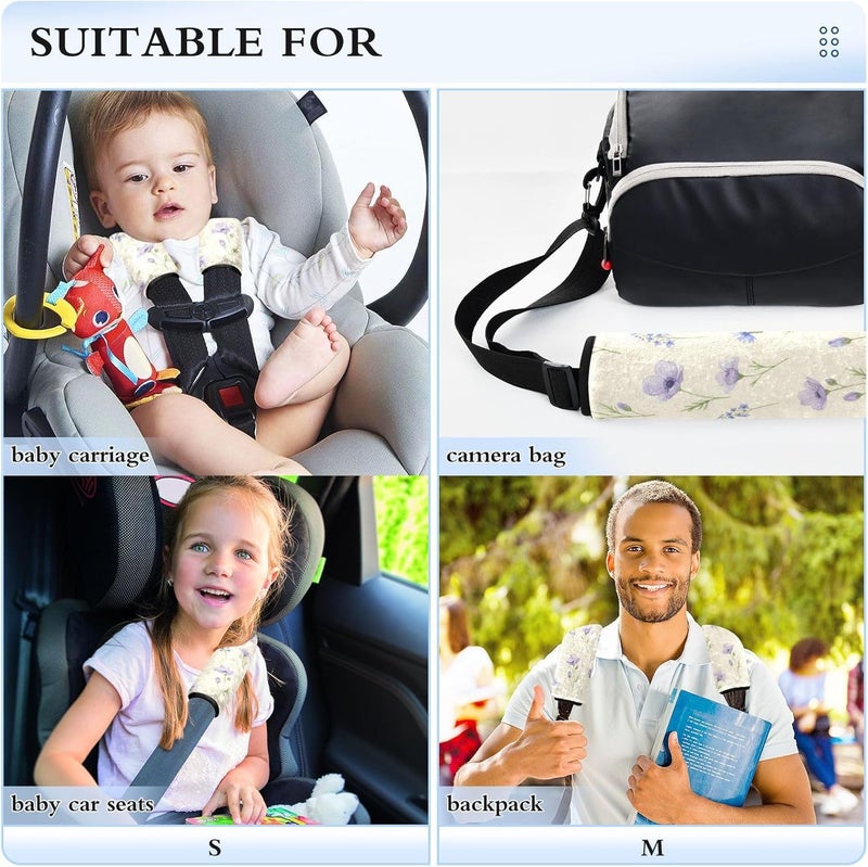 xigua Wildflowers 2 PCS Auto Seat Belt Cover, Soft Seatbelt Shoulder Pads with Adjustable Hook & Loop, Car Seat Strap Covers for Cars, Backpack, 6.5 * 6.5in - Image 5