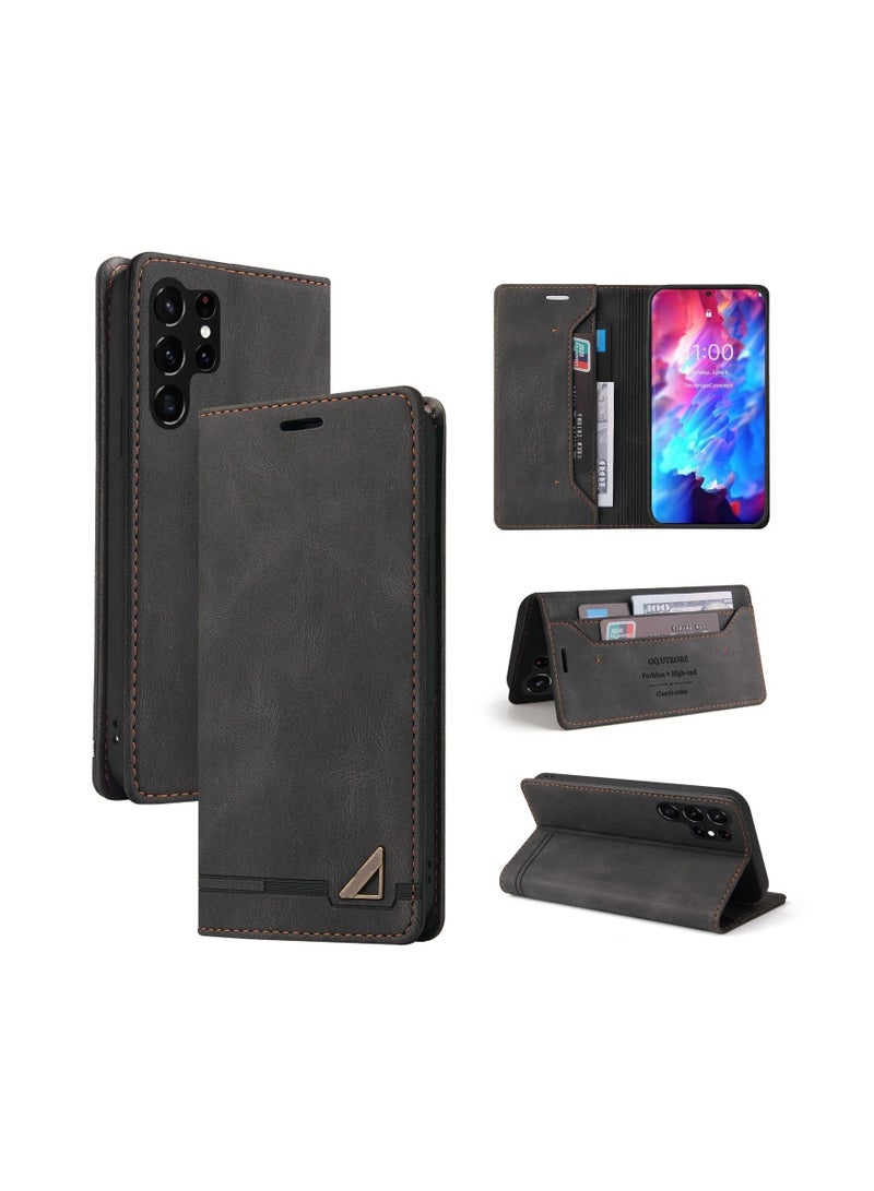 Suteni Magnetic Flip Cover Card Slots Leather Phone Case for Samsung - Image 3