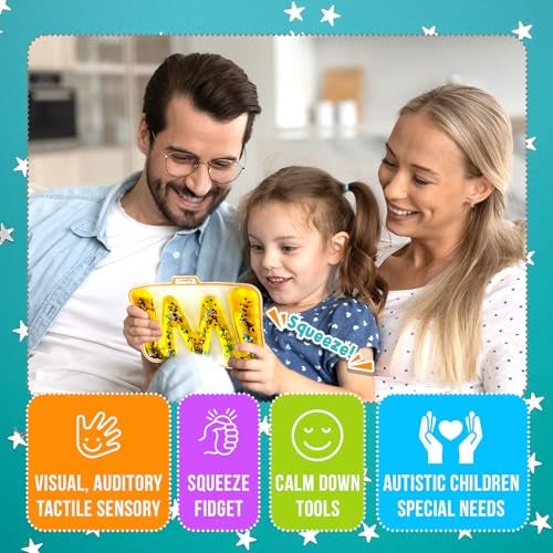 LESONG Sensory Fidget Toys for Kids Toddlers - Squishy Sensory Products for Autistic Autism Children Special Needs, Fidgets for Classroom Stress Anxiety Calm Down, Squeeze Sensory Tube Filled Goo, Glitter - Image 4