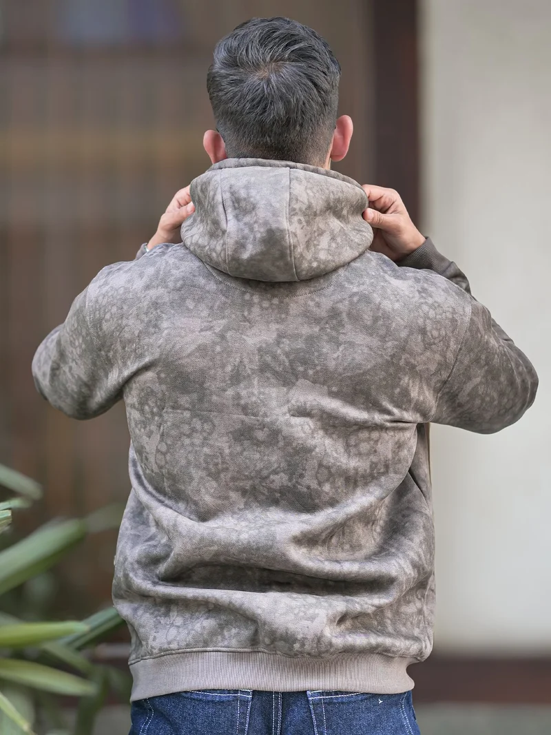 Maniac Maniac Mens Spray Printed Hooded Neck Full Sleeve Lite Onion Loopnet Sweatshirt