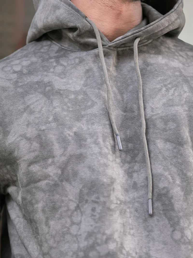 Maniac Maniac Mens Spray Printed Hooded Neck Full Sleeve Lite Onion Loopnet Sweatshirt