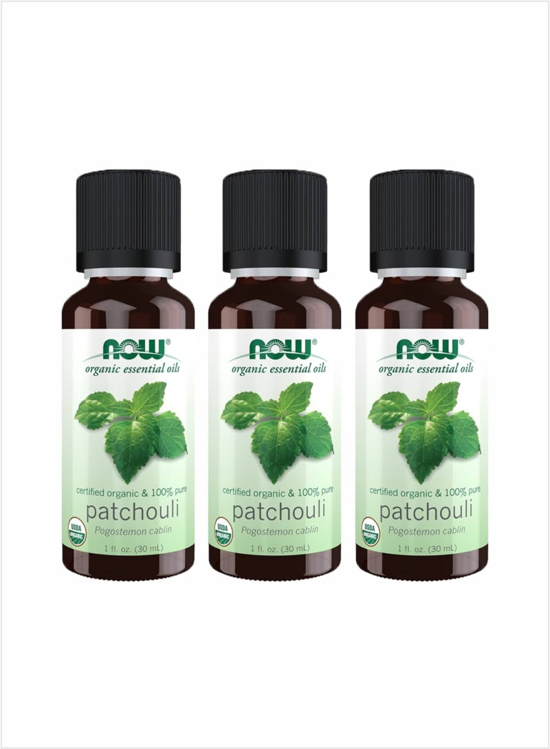 NOW Organic Essential Oils 100% Pure Patchouli Oil - Rich & Earthy, 30ml (Pack of 3)