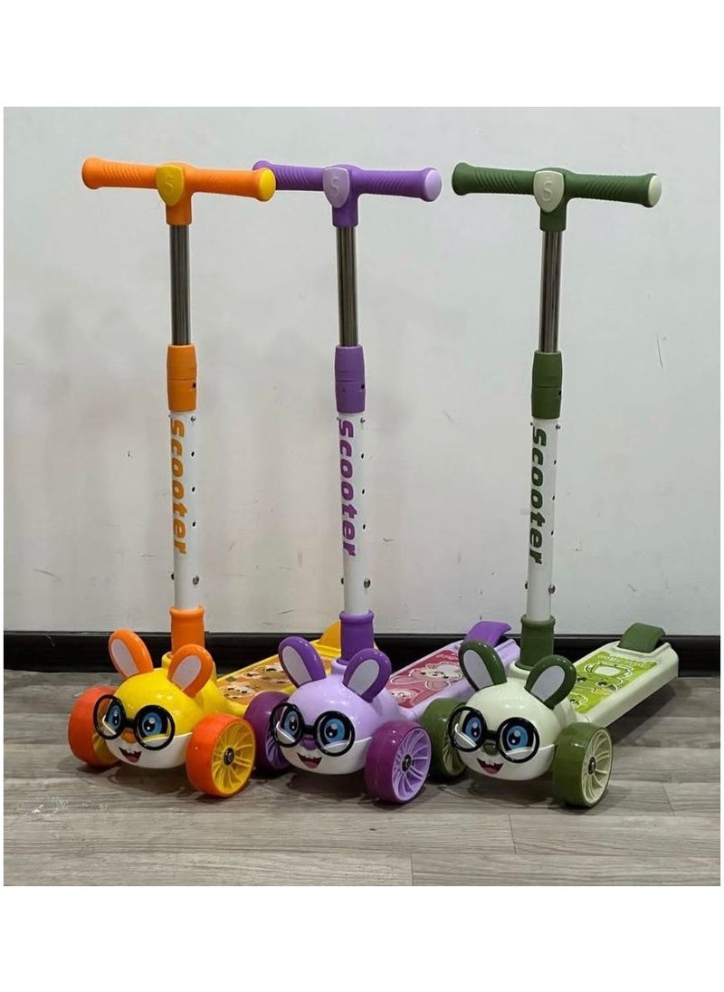 لعبة مرح  - سكوتر MARAH TOYS للأطفال ذو 3 عجلات مع 4 مقبض قابل للتعديل للارتفاع سكوتر أطفال مع عجلات PU LED سكوتر ذكي للأطفال من عمر 3 إلى 10 سنوات صبي فتاة اخضر الون - Image 1