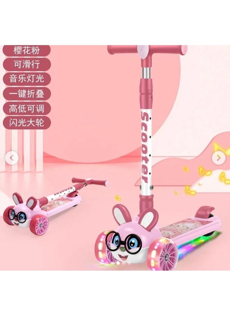 لعبة مرح  - سكوتر MARAH TOYS للأطفال ذو 3 عجلات مع 4 مقبض قابل للتعديل للارتفاع سكوتر أطفال مع عجلات PU LED سكوتر ذكي للأطفال من عمر 3 إلى 10 سنوات صبي فتاة اخضر الون - Image 1