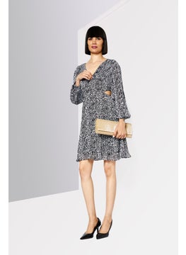 Michael Kors Women All Over Print Mini Casual Dress, Black  - Image 2