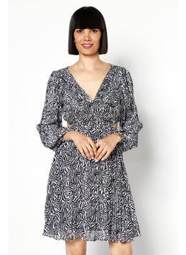 Michael Kors Women All Over Print Mini Casual Dress, Black  - Image 1