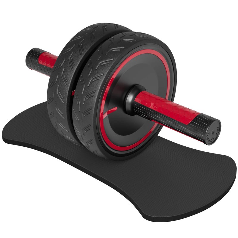 READAEER Rubber Noiseless Ab Roller Wheel with Knee Pad, Metal Handle Abdominal Exercise Wheel for Home Gym Fitness Equipment - Image 1